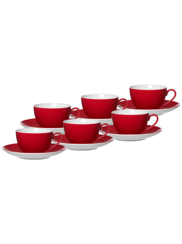 Ritzenhoff & Breker 6er Set Kaffeetassen mit Untertassen Doppio 200 ml in Rot