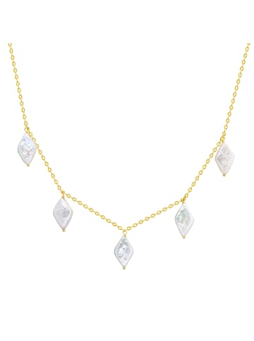 Valero Pearls Perlen-Kette Sterling Silber Süßwasser-Zuchtperle in gelbgold