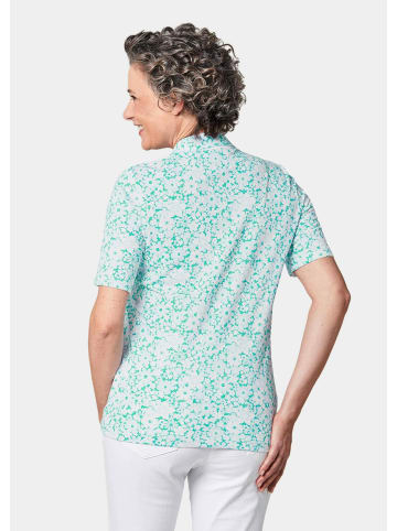 GOLDNER Kurzgröße:  Pikee-Druckpoloshirt in jadegrün / weiß