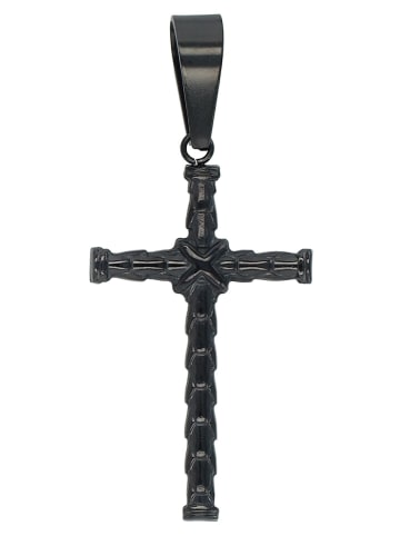 Adeliás Unisex Anhänger – Kreuz Kreuzanhänger aus Edelstahl in schwarz