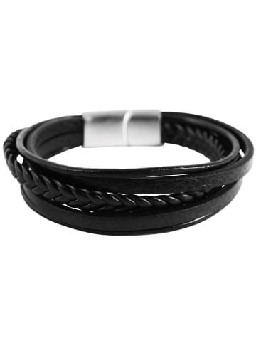 Adeliás Unisex Armband – Lederarmband aus Leder 22 cm in schwarz