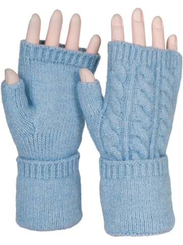 styleBREAKER Fingerlose Strick Handschuhe in Hellblau
