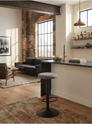 KADIMA DESIGN Barhocker Grau Wildlederoptik Hocker ohne Lehne 58 - 79 cm