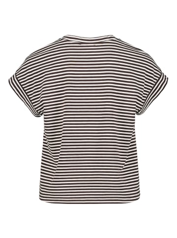 Zero Streifenshirt mit V-Ausschnitt in Brown/White
