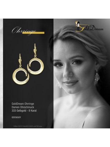 GoldDream Echtgold, 333er Gelbgold Damen Ohrhänger Spirale Ohrring ca. 33mm