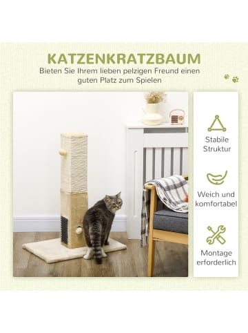 Pawhut Kratzstamm Beige 59,5L x 39B x 79H cm
