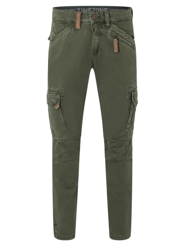 Timezone Cargohose Regular Fit Taschen Baumwolle Reißverschluss in Grün