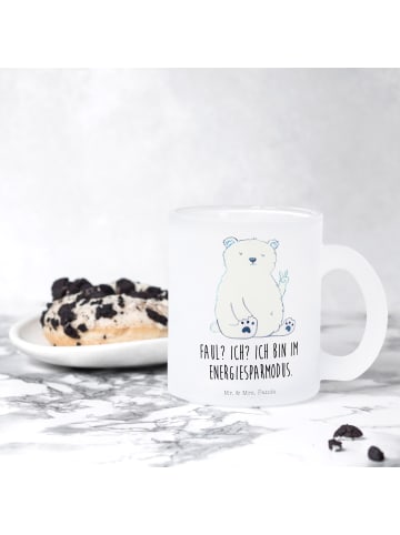 Mr. & Mrs. Panda Teeglas Eisbär Faul mit Spruch in Transparent
