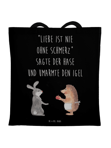 Mr. & Mrs. Panda Tragetasche Hase Igel mit Spruch in Schwarz