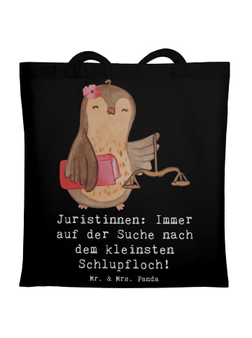 Mr. & Mrs. Panda Einkaufstasche Juristin Schlupfloch mit Spruch in Schwarz