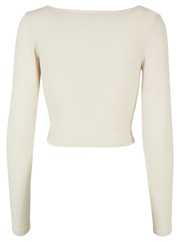 Urban Classics Urban Classics Damen Ladies Organic Wide Neck Cropped Longsleeve in whitesand