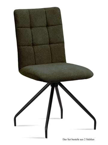 58 aufm Kessel ESSZIMMERSTUHL (2er-Set) Devera 47x91x60 Schwarz/Khaki