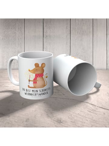 Mr. & Mrs. Panda Becher Maus Weihnachten mit Spruch in Weiß