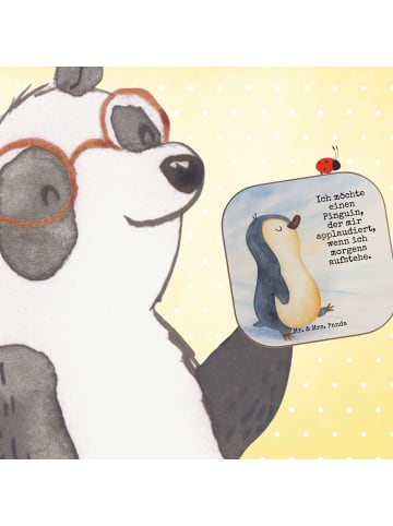 Mr. & Mrs. Panda Bierdeckel Pinguin mHerzieren Design mit Spruch in Weiß