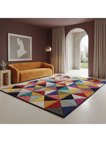 KADIMA DESIGN Kurzflor-Teppich Pflegeleicht MEON Geometrisch Strapazierfähig