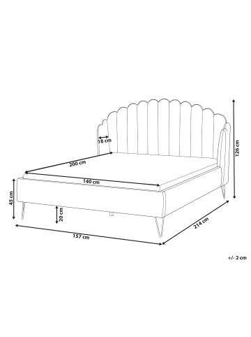 Beliani Doppelbett AMBILLOU in Beige/Gold - (W) 157 x (H) 126 x (L) 214 cm