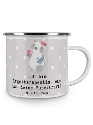 Mr. & Mrs. Panda Trinkbecher Super Ergotherapeutin mit Spruch in Grau Pastell