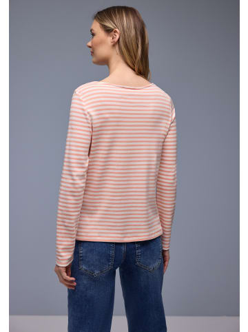 Street One Langarmshirt in aprikot weiß