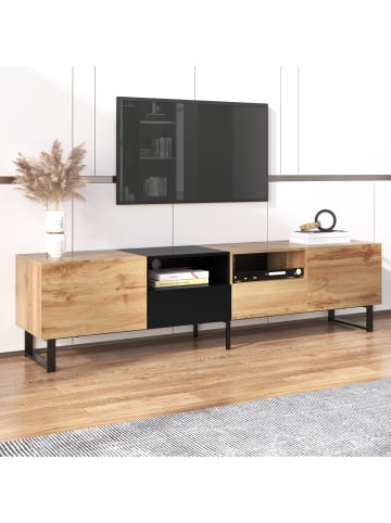 ABRIHOME TV-Schrank in Schwarz mit Holzoptik und Stauraum