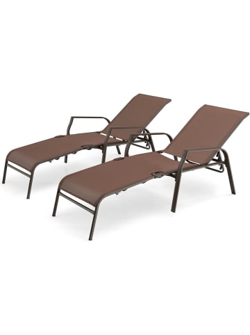 COSTWAY 2er Set Sonnenliege 92 x 52 x 36 cm in Braun