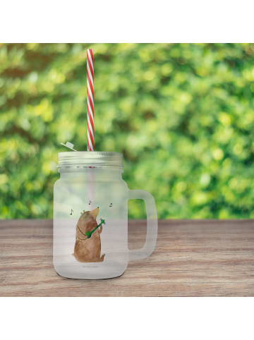 Mr. & Mrs. Panda Trinkglas Mason Jar Bär Gitarre ohne Spruch in Transparent