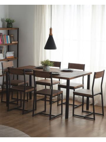 Beliani 6er-Set Esszimmerstuhl LAREDO in Braun/Schwarz