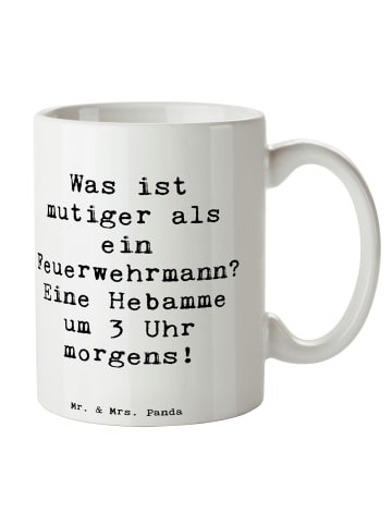 Mr. & Mrs. Panda Keramtiktasse Spruch Mutige Hebamme mit Spruch in Weiß