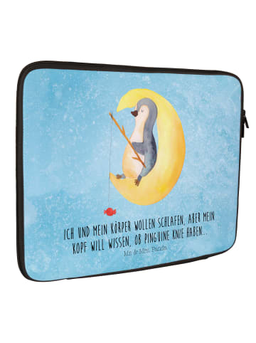 Mr. & Mrs. Panda Laptop Tasche Pinguin Mond mit Spruch in Eisblau