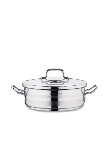 Korkmaz Korkmaz Astra2 Low Casserole 24 x 8 cm - 3,5 L mit Deckel in Silber