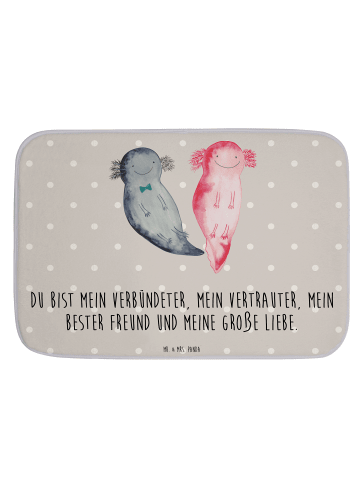 Mr. & Mrs. Panda Badezimmerteppich Axolotl Freundin mit Spruch in Grau Pastell