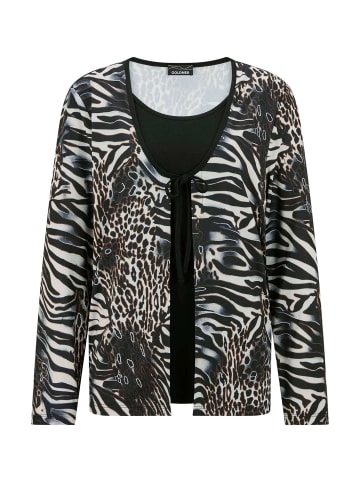 GOLDNER Kurzgröße: 2-in-1-Shirt mit Animal Print in schwarz / gemustert