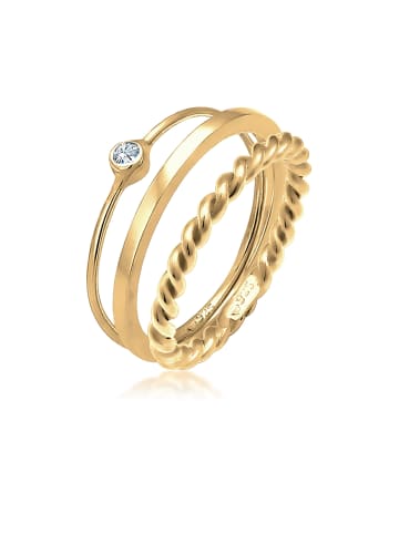 Elli Ring 925 Sterling Silber Ring Set, Twisted in Gold