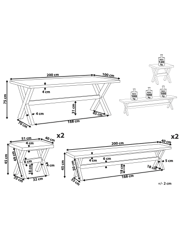 Beliani 5-tlg Gartentisch Set OLBIA in Weiß/Braun