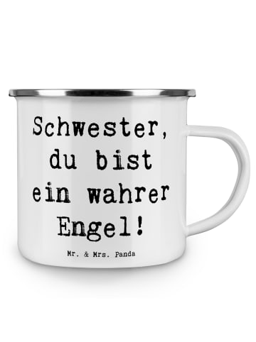 Mr. & Mrs. Panda Teebecher Spruch Schwester Engel mit Spruch in Weiß