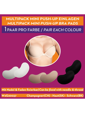 MISS PERFECT BH-Einlage aus Schaumstoff in Set Push-up Mini Schaum Haut - Schwarz - Champagner