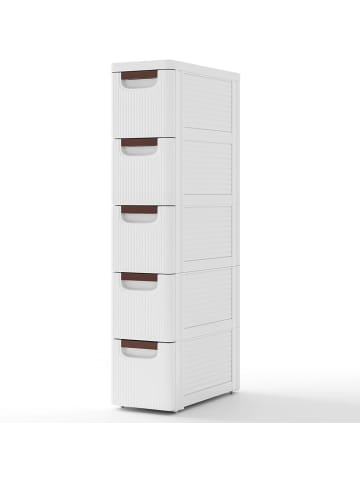 COSTWAY Nischenschrank schmal mit 5 Schubladen & Rollen in Weiß