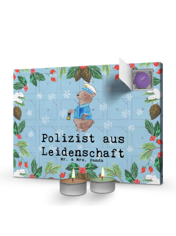 Mr. & Mrs. Panda Adventskalender Polizist Leidenschaft mit Spruch in Eisblau