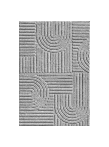 KADIMA DESIGN Teppich 3D Waschbar Skandinavischer Boho RIGI Strapazierfähig in Silber