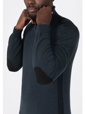 Timezone Rollkragenpullover Rippstrick Ellenbogen-Patch in Dunkelblau