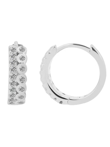 Adeliás Damen Ohrringe – Klappcreole aus 925 Silber mit Zirkonia in silber