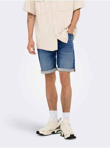 ONLY & SONS Jeans-Shorts in Medium Blue Denim