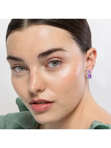 Luxenter Ohrringe aus 925er Sterlingsilber und Amethyst-Zirkonia mit Rhodiumbeschichtung