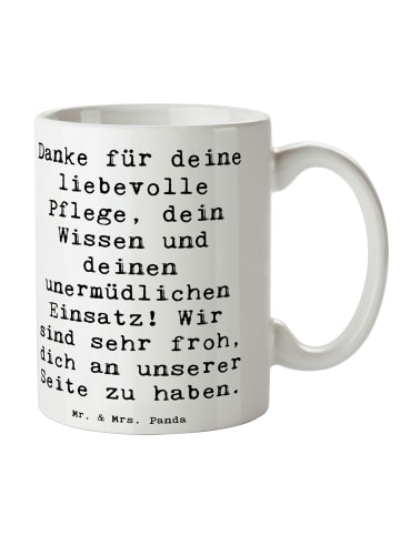 Mr. & Mrs. Panda Tasse Dankbare Pflegekraft mit Spruch in Weiß