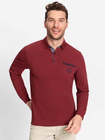 WITT WEIDEN Langarm-Poloshirt in dunkelrot-marine