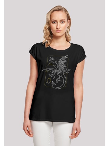 F4NT4STIC T-Shirt Harry Potter Dragon Line Art in schwarz
