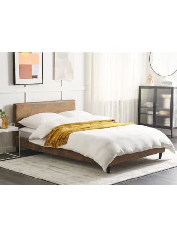 Beliani 3-tlg Doppelbett FITOU in Braun/Braun