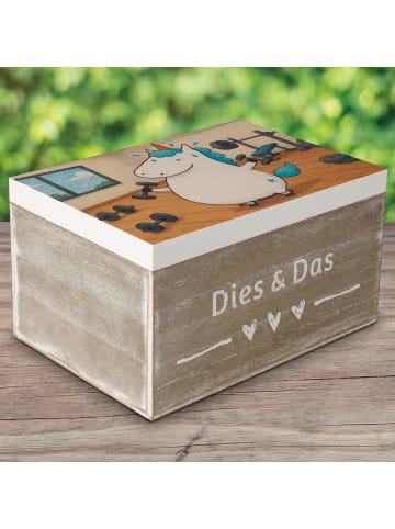 Mr. & Mrs. Panda Truhe Einhorn Fitness Design ohne Spruch in Weiß