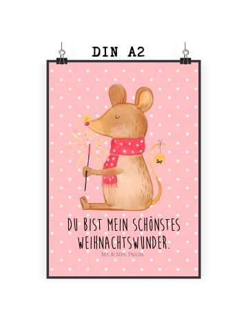 Mr. & Mrs. Panda Bild Maus Weihnachten mit Spruch in Rot Pastell