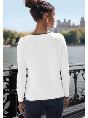 Vivance by Lascana V-Ausschnitt-Pullover in weiß-schwarz