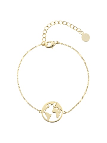 Steel_Art Armkette für Frauen Weltkarte poliert in Goldfarben